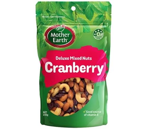 NUTS MIXED DELUX CRANBERRY 150GM - Mother Earth