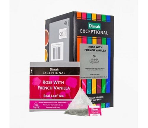 TEA BAGS ROSE W/FRENCH VANILLA EXCEPTIONAL ENV 50s - Dilmah