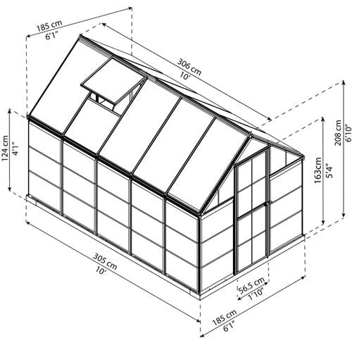 Maze Hybrid 6' X 10' Greenhouse - Charcoal