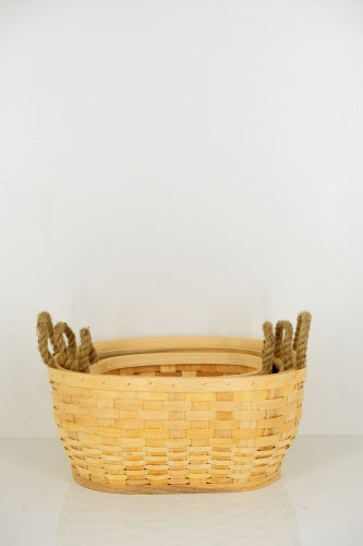 Set of 3 Wood Strip Rectangle Baskets