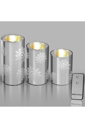 Set of 3 LED Christmas Candle Vases
