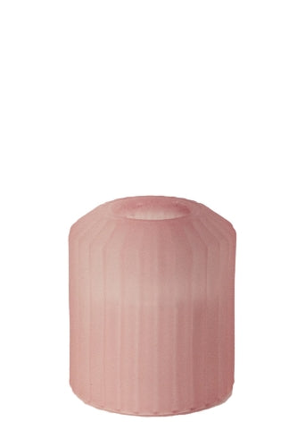 Ribbed Frosted Glass Candle Holder - Dusty Rose - Size 54D × 60mmH
(Set of 6)