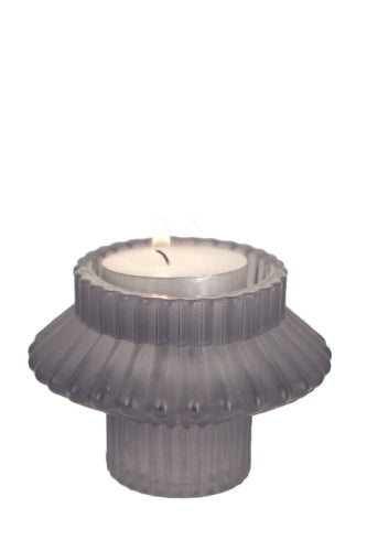 Ribbed Frosted Glass Candle Holder - Smoke - Size 70D × 60mmH
(Set of 6)