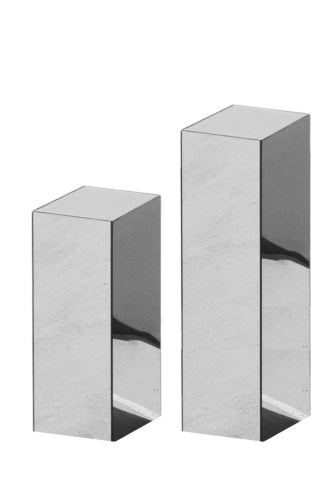 Set of 2Silver Mirror Acrylic Plinths