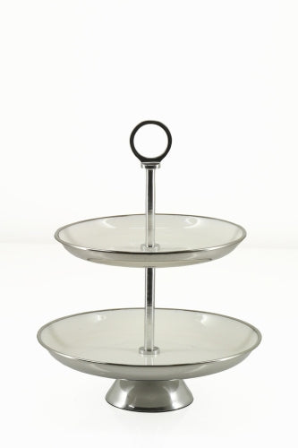 2 Tier Cupcake Stand White Enamel