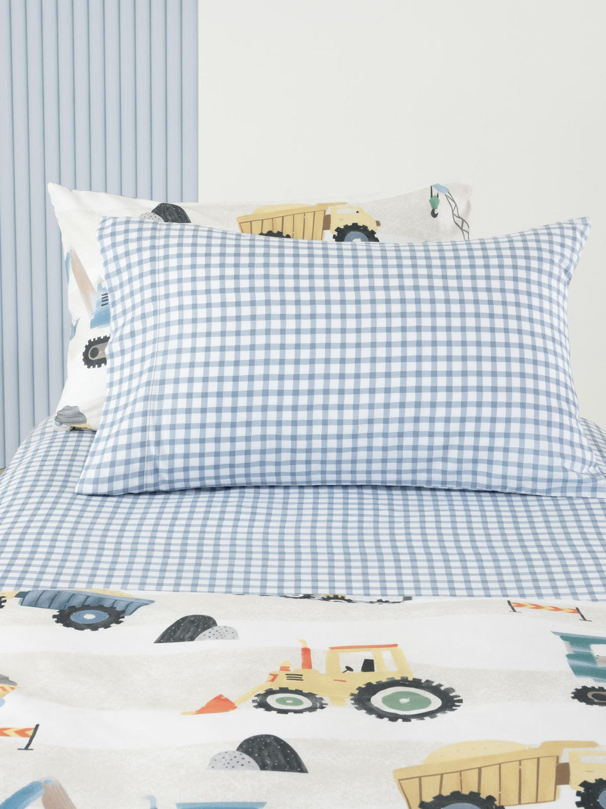 King Single - Charlie Fitted Sheet Set by Squiggles - Blue