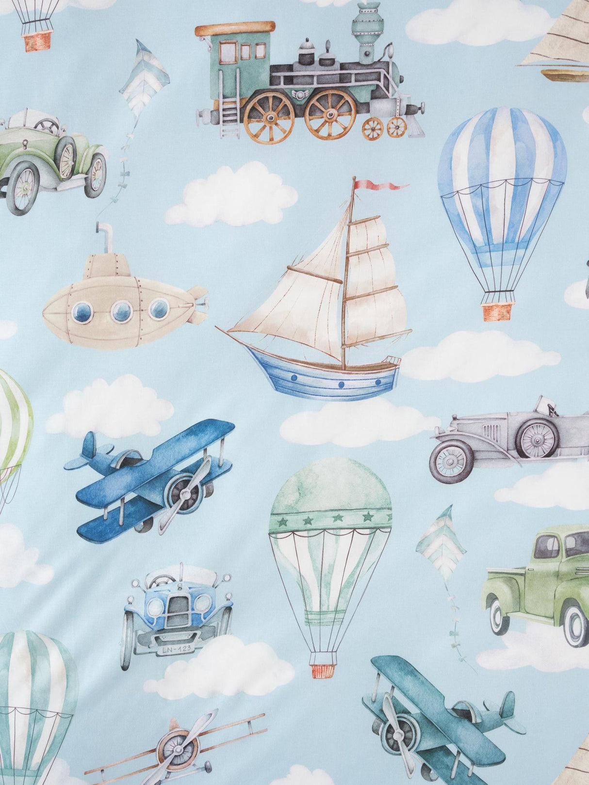 Jetset Journey Duvet Cover Set by Squiggles - Double (Blue)