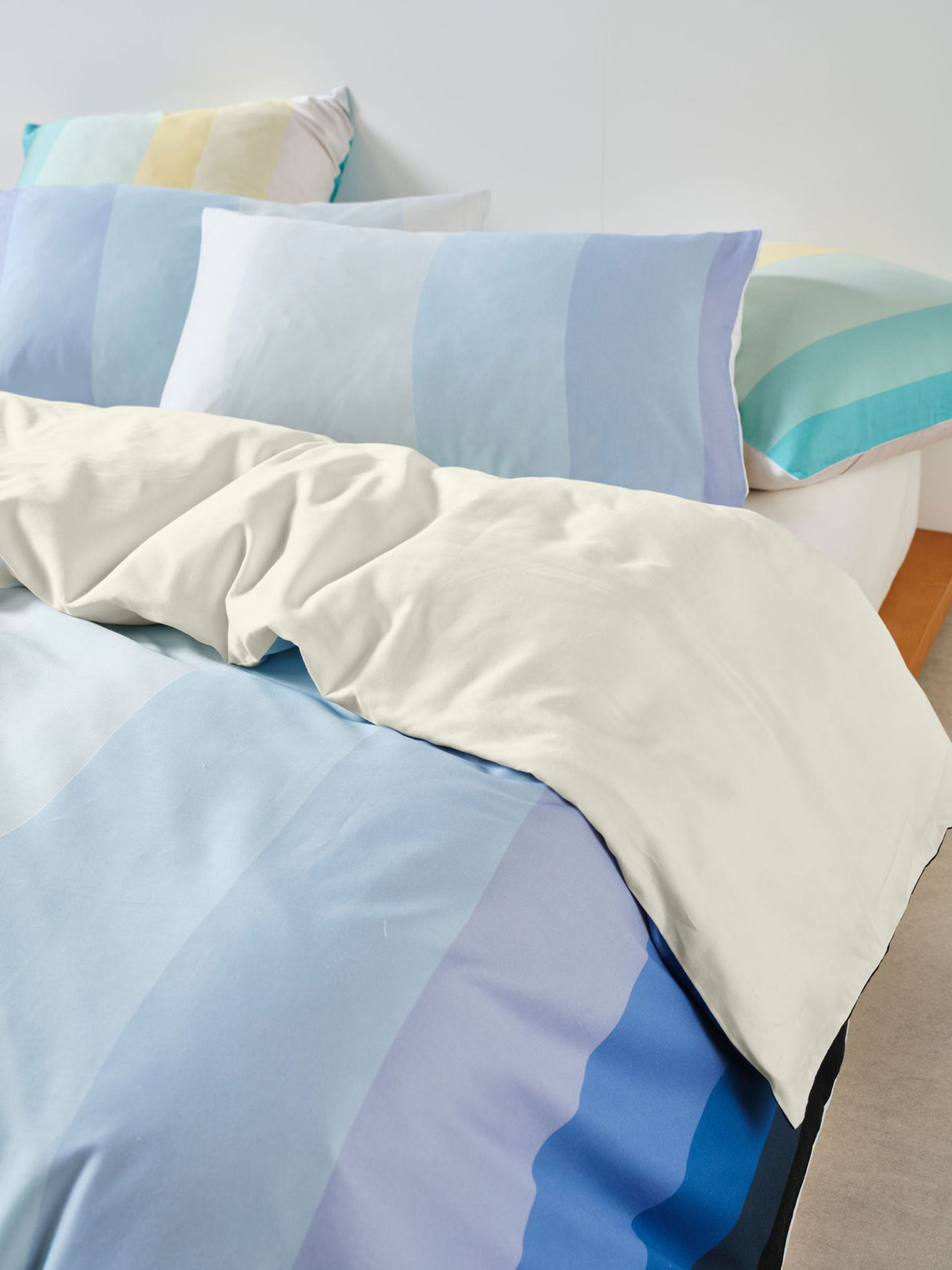 Single - Sunrise Stripe Duvet Cover Set by Squiggles - Clearwater