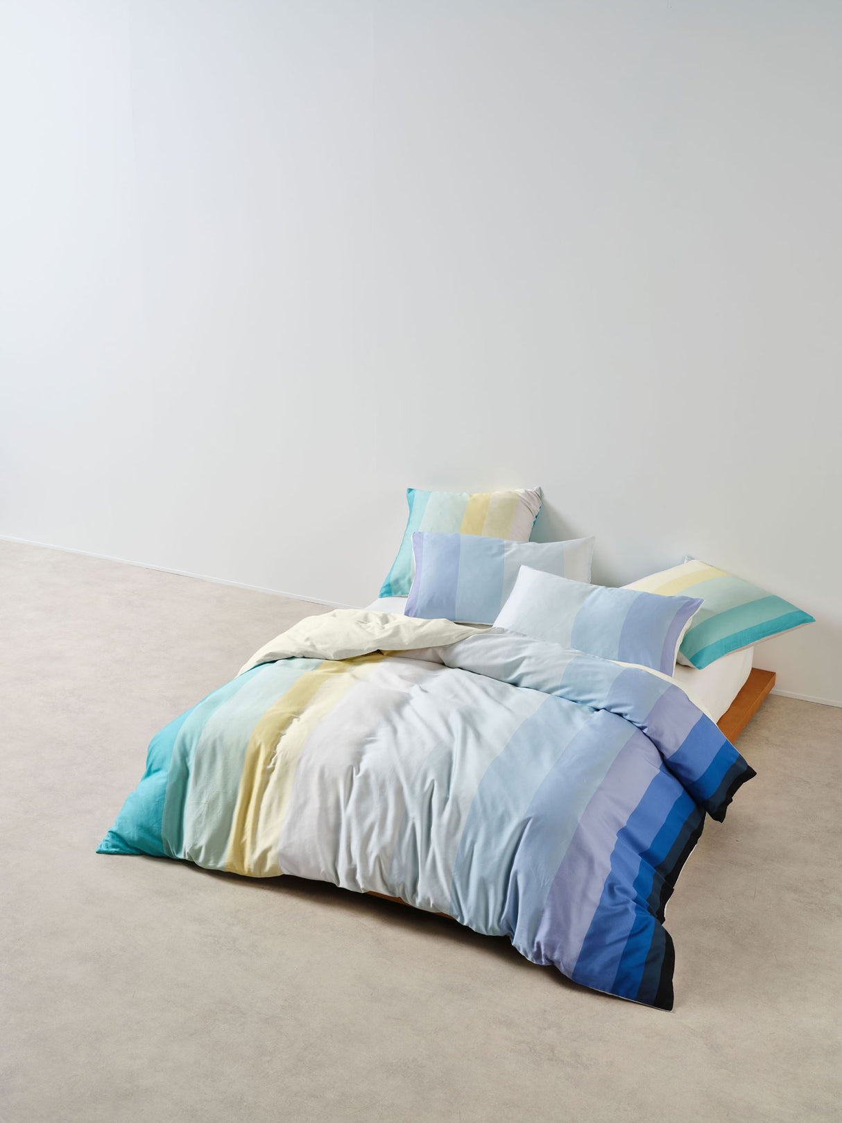 Single - Sunrise Stripe Duvet Cover Set by Squiggles - Clearwater