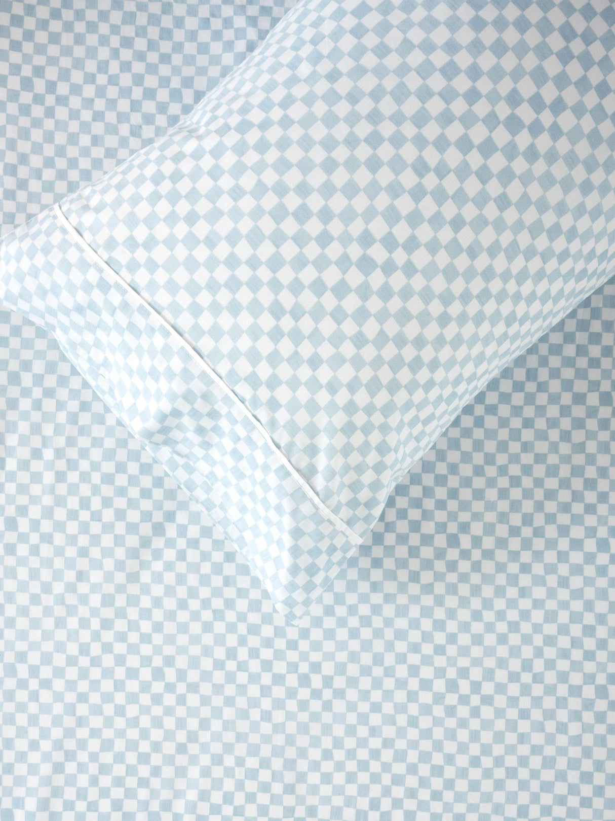 Wavy Check Fitted Sheet Set by Squiggles - King Single (Blue)