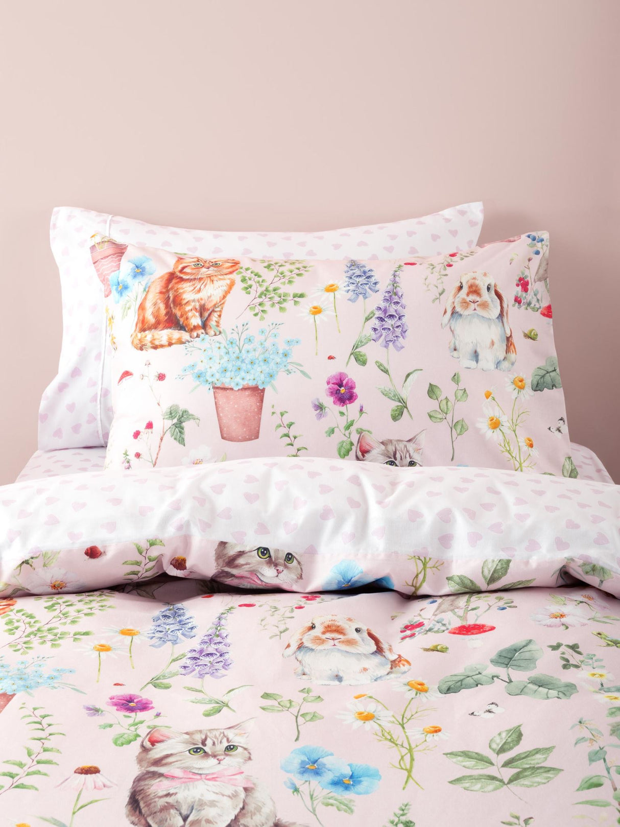 Woodland Whiskers Duvet Cover Set by Squiggles - Single (Pink)
