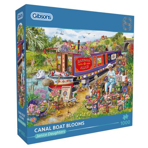 1000 Piece Jigsaw Puzzle Canal Boat Blooms - Gibsons