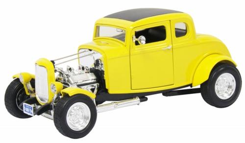 1932 Ford Hot Rod Five Window Coupe Scale Model 1:18 Motormax Yellow