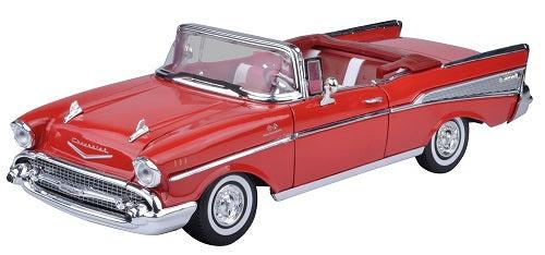 1957 Chevy Bel Air Convertible Scale Model 1:18 Motormax Red