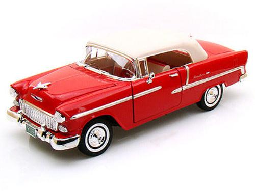 1955 Chevrolet Bel Air Soft Top Scale Model 1:18 Motormax Red