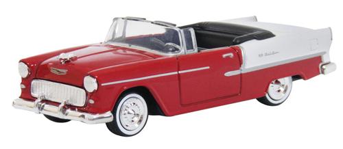 1955 Chevrolet Bel Air Convertible Scale Model 1:43 Motormax White/Red