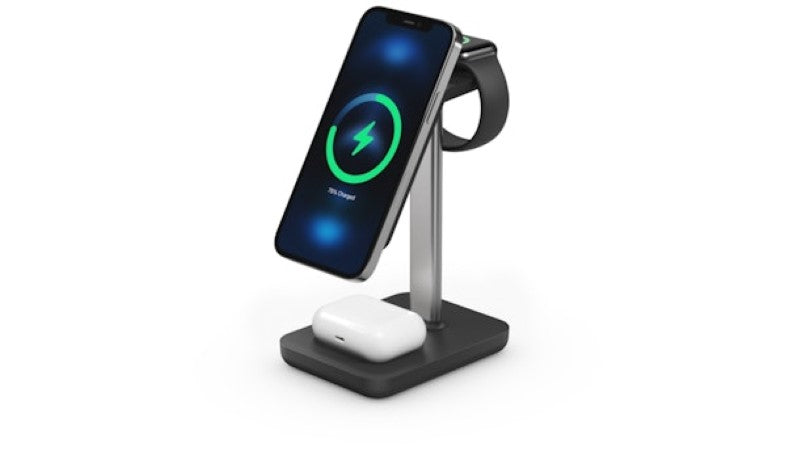 3-IN-1 WIRELESS CHARGING STAND - Alogic JOURNEY Magsafe Compatible (Black)
