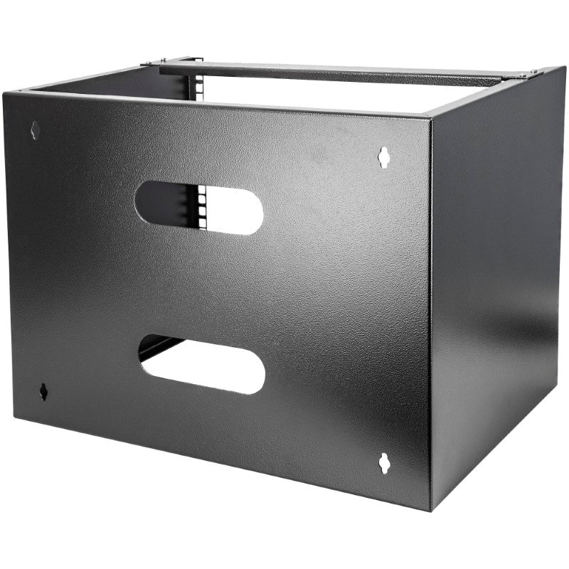 StarTech 8U wall mount bracket for 12-inch IT equipment, made of steel, space-saving design for efficient cable management.