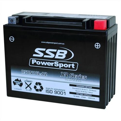 MOTORCYCLE AND POWERSPORTS BATTERY (Y50N18L-A2) AGM 12V 21AH CCA450 SSB HIGH PER