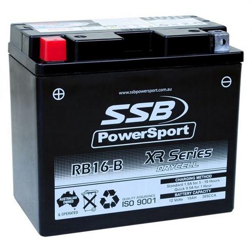 MOTORCYCLE AND POWERSPORTS BATTERY (YB16-B) AGM 12V 19AH 385CCA BY SSB HIGH PERF