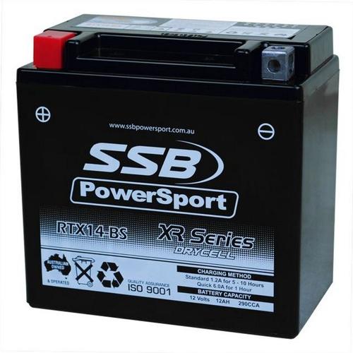 MOTORCYCLE AND POWERSPORTS BATTERY (YTX14-BS) AGM 12V 12AH 290CCA SSB HIGH PERFO