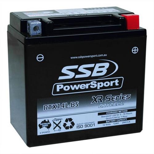 MOTORCYCLE AND POWERSPORTS BATTERY (RTX14L-BS) AGM 12V 12AH 290CCA BY SSB HIGH P