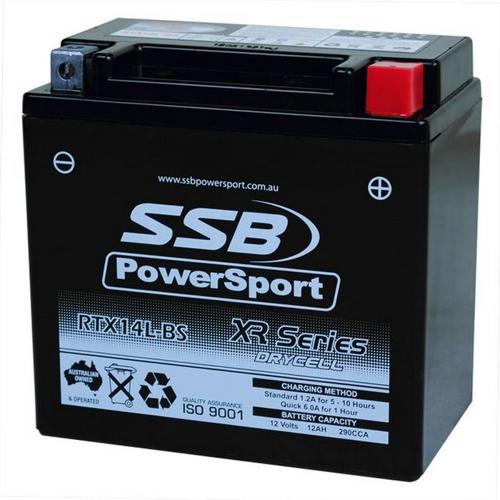 MOTORCYCLE AND POWERSPORTS BATTERY (RTX14L-BS) AGM 12V 12AH 290CCA BY SSB HIGH P