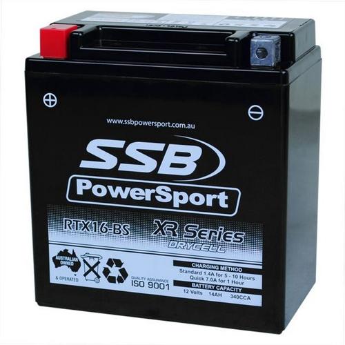 MOTORCYCLE AND POWERSPORTS BATTERY (YTX16-BS) AGM 12V 14AH 340CCA BY SSB HIGH PE