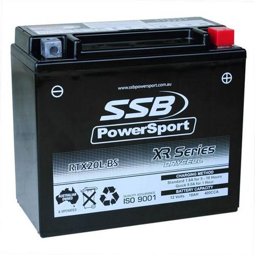 MOTORCYCLE AND POWERSPORTS BATTERY (YTX20L-BS) AGM 12V 18AH 400CCA BY SSB HIGH P