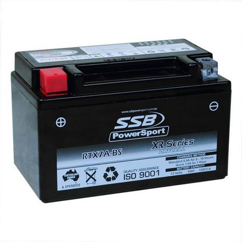 MOTORCYCLE AND POWERSPORTS BATTERY (YTX7A-BS) AGM 12V 6AH 150CCA BY SSB HIGH PER