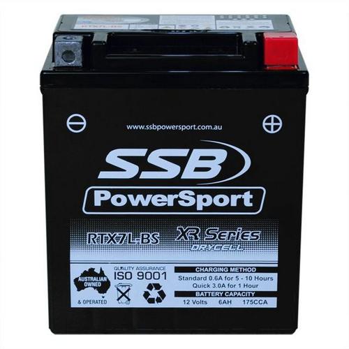 MOTORCYCLE AND POWERSPORTS BATTERY (YTX7L-BS) AGM 12V 6AH 175CCA BY SSB HIGH PER