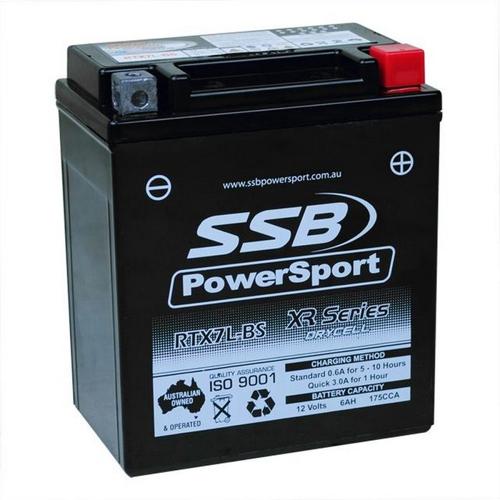 MOTORCYCLE AND POWERSPORTS BATTERY (YTX7L-BS) AGM 12V 6AH 175CCA BY SSB HIGH PER
