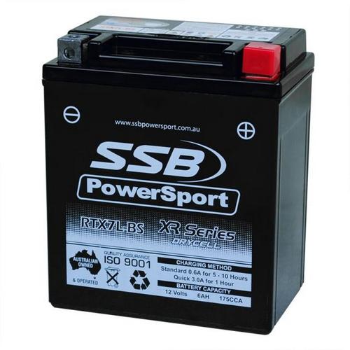 MOTORCYCLE AND POWERSPORTS BATTERY (YTX7L-BS) AGM 12V 6AH 175CCA BY SSB HIGH PER