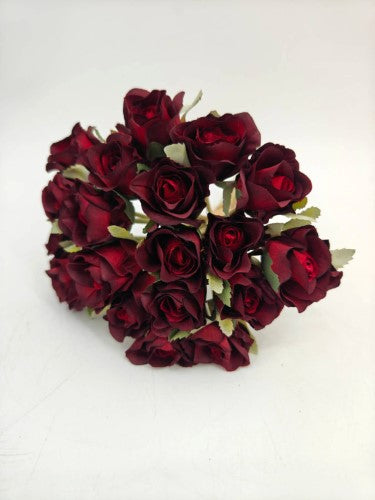 Artificial Rose Bud Posy - Burgundy - 20 Buds - 29cm