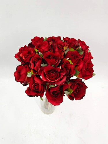 Artificial Rose Bud Posy - Red - 20 Buds - 29cm