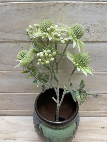 Artificial Thistle Flower Spray - Light Green