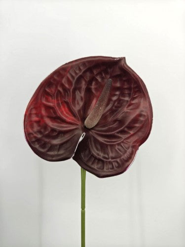 Artificial Anthurium Flower Spray - Burgundy - 60cm