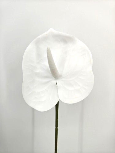 Artificial Anthurium Flower Spray - White - 60cm