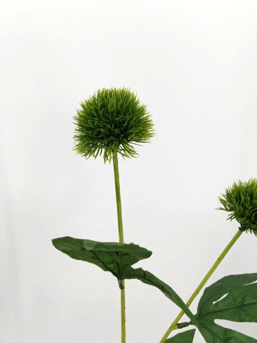 Artificial Pom Pom Flower Spray - Green - 2 Heads
