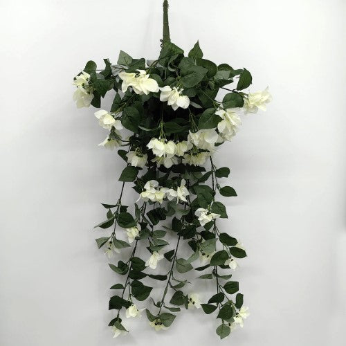 Artificial Hanging Bougainvillea Flower Bush - White - Large