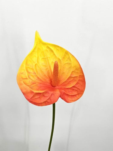 Artificial PU Anthurium Flower - Orange - 58cm