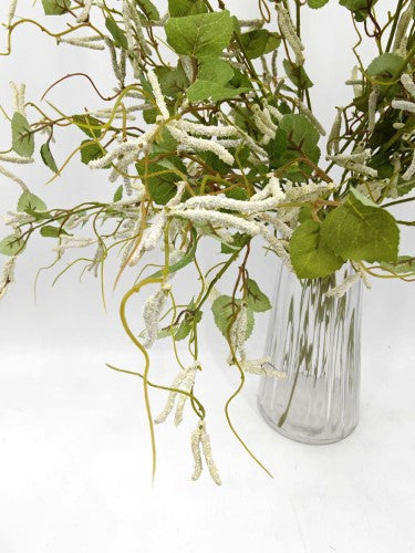 Artificial Caterpillar Flower Spray - White and Green