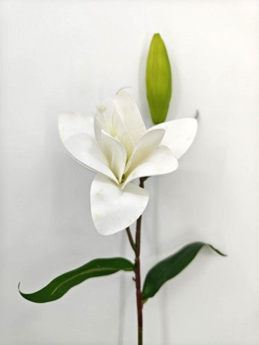 Artificial Lily Flower Spray - White PU - 70cm