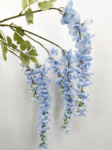 Artificial Wisteria Flower Spray - Light Blue - 100cm