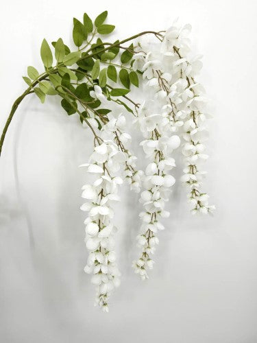 Artificial Wisteria Flower Spray - White - 100cm