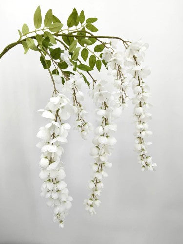 Artificial Wisteria Flower Spray - White - 100cm