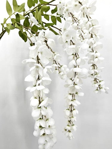 Artificial Wisteria Flower Spray - White - 100cm