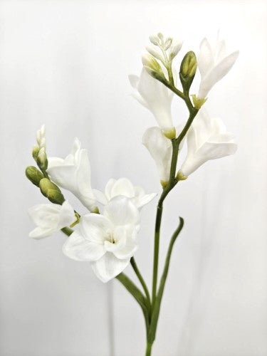 Artificial Freesia Flower Spray - Real Touch - White - 57cm