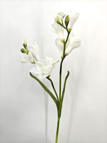 Artificial Freesia Flower Spray - Real Touch - White - 57cm