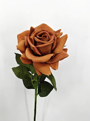 Artificial Rose Flower Spray - Real Touch - Brown